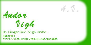 andor vigh business card